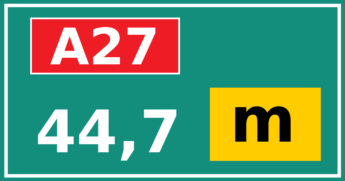 Hectometerbord A27 44,7 letter m
