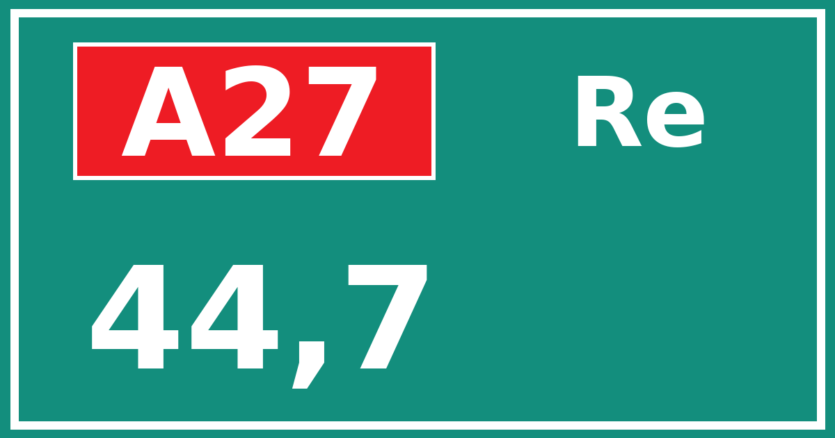 Hectometerbord A27 44,7 zijde Re