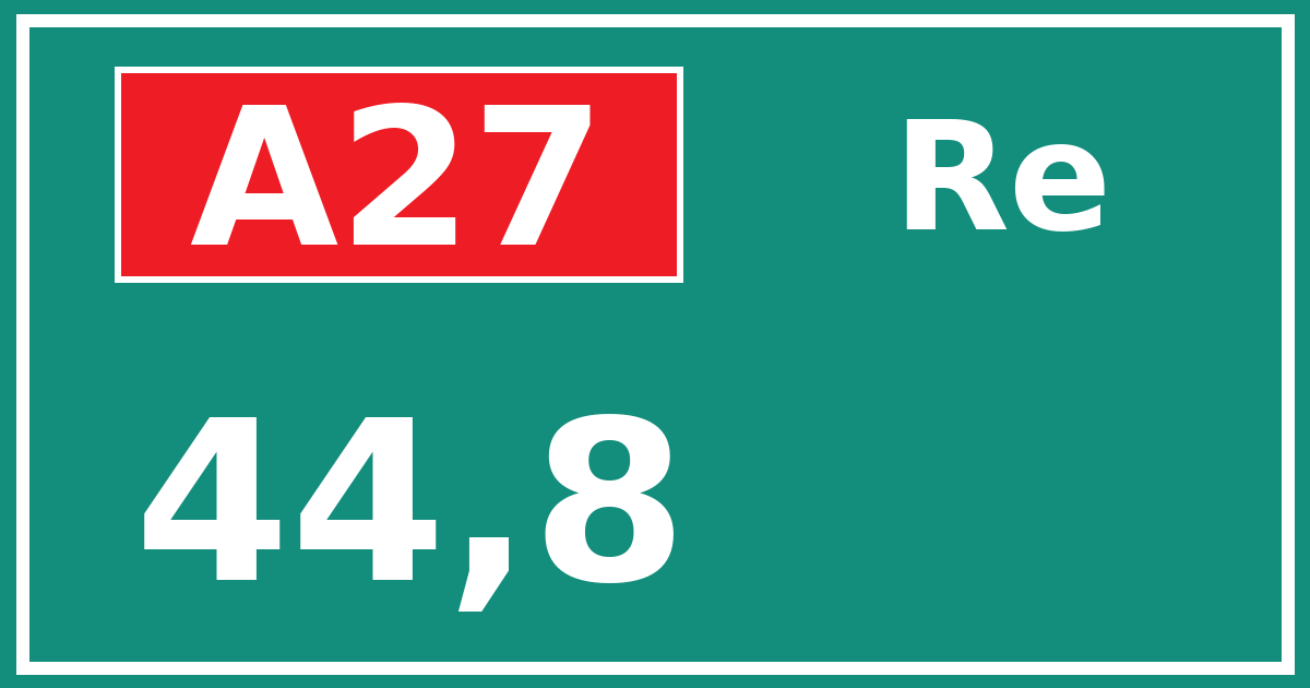 Hectometerbord A27 44,8 zijde Re