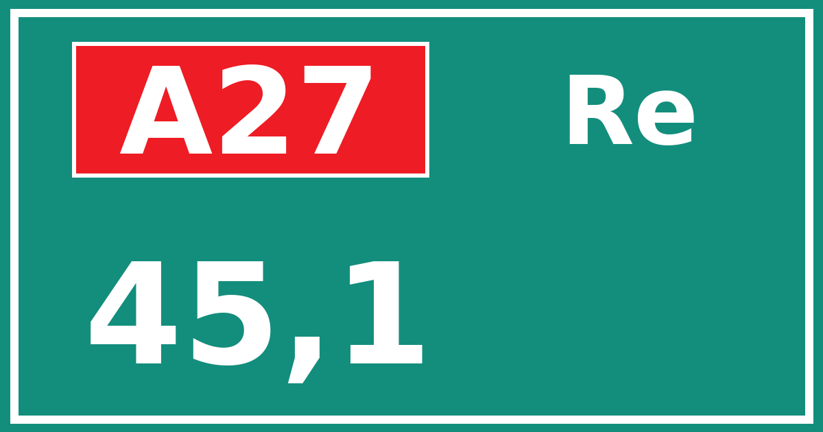 Hectometerbord A27 45,1 zijde Re