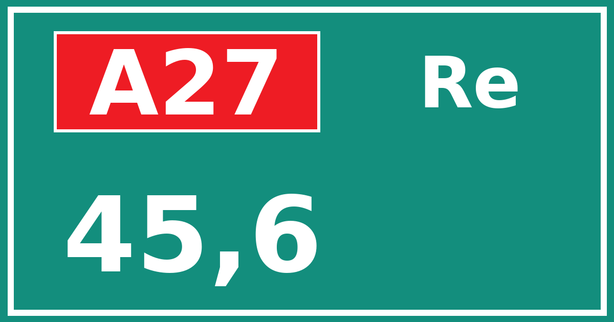 Hectometerbord A27 45,6 zijde Re