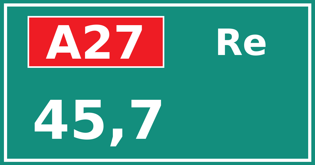 Hectometerbord A27 45,7 zijde Re
