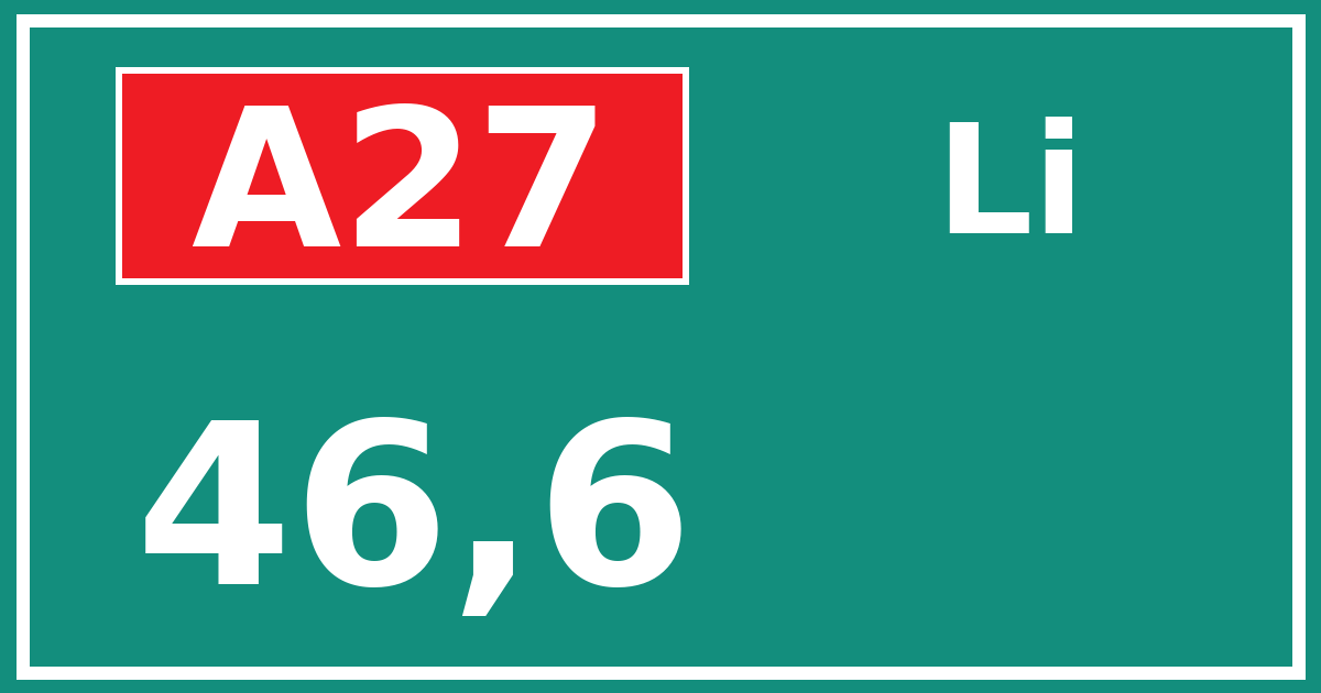 Hectometerbord A27 46,6 zijde Li