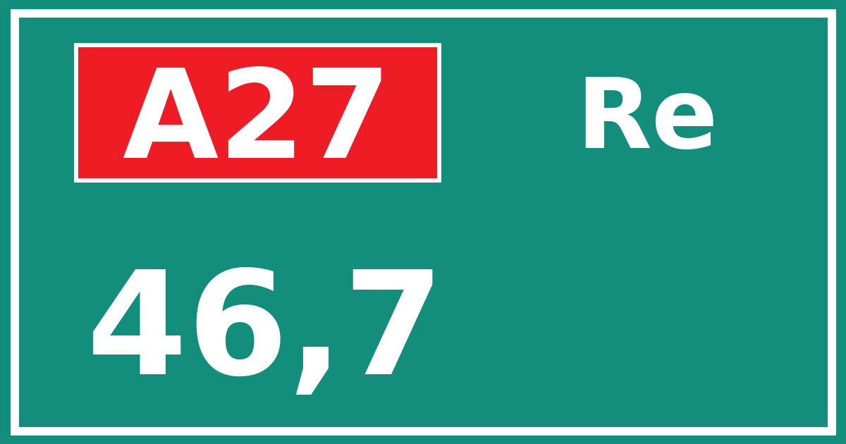 Hectometerbord A27 46,7 zijde Re