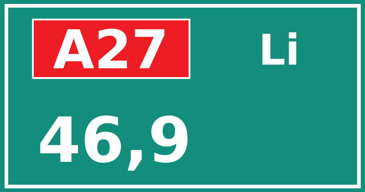 Hectometerbord A27 46,9 zijde Li