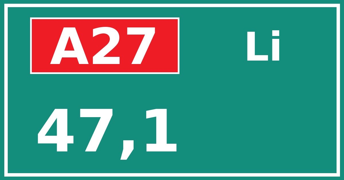 Hectometerbord A27 47,1 zijde Li