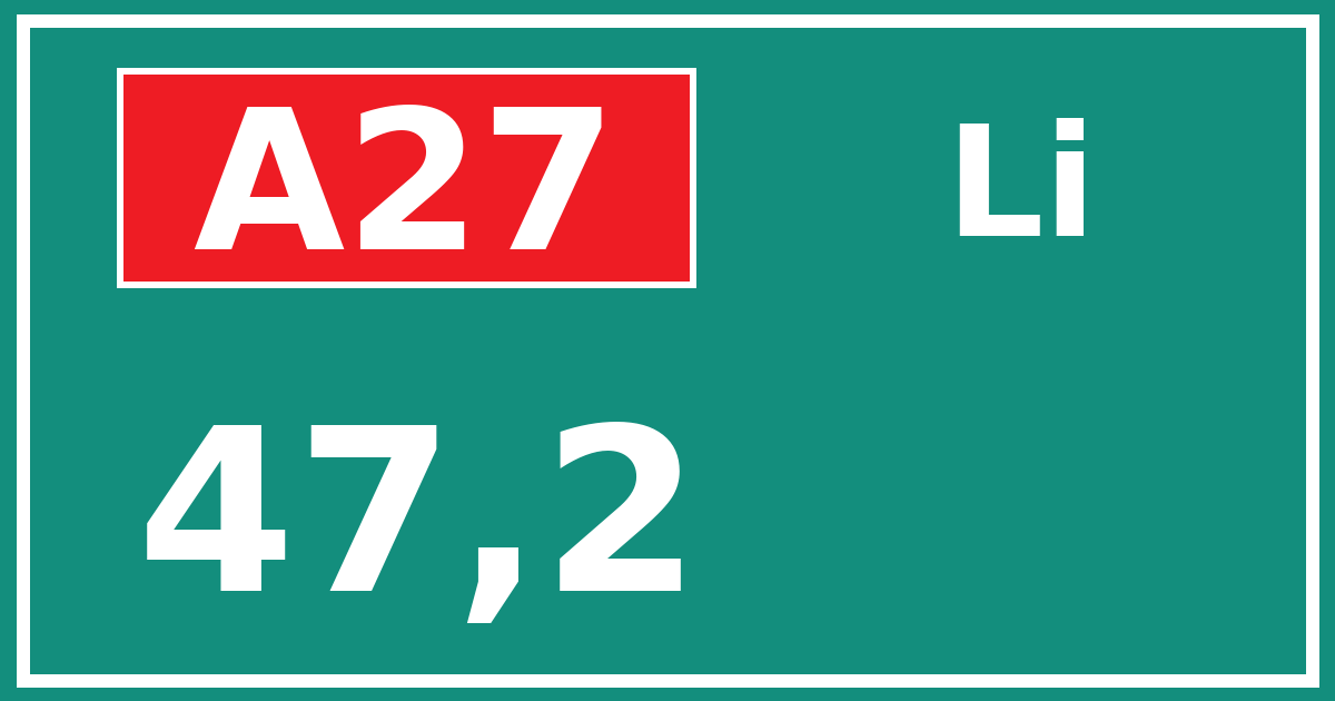 Hectometerbord A27 47,2 zijde Li