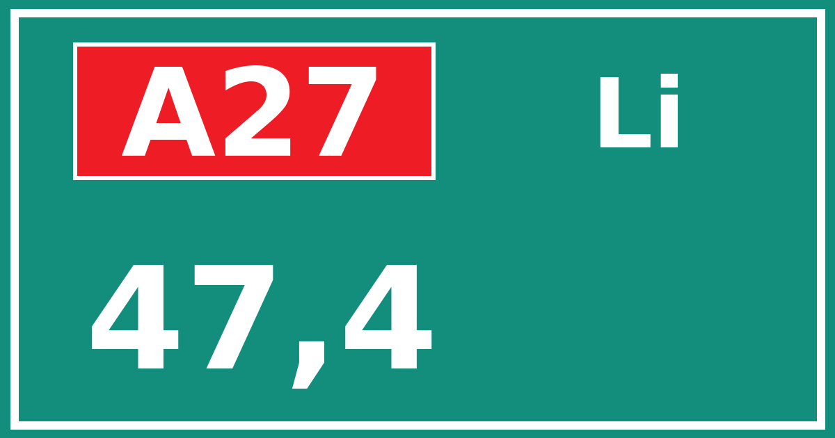 Hectometerbord A27 47,4 zijde Li