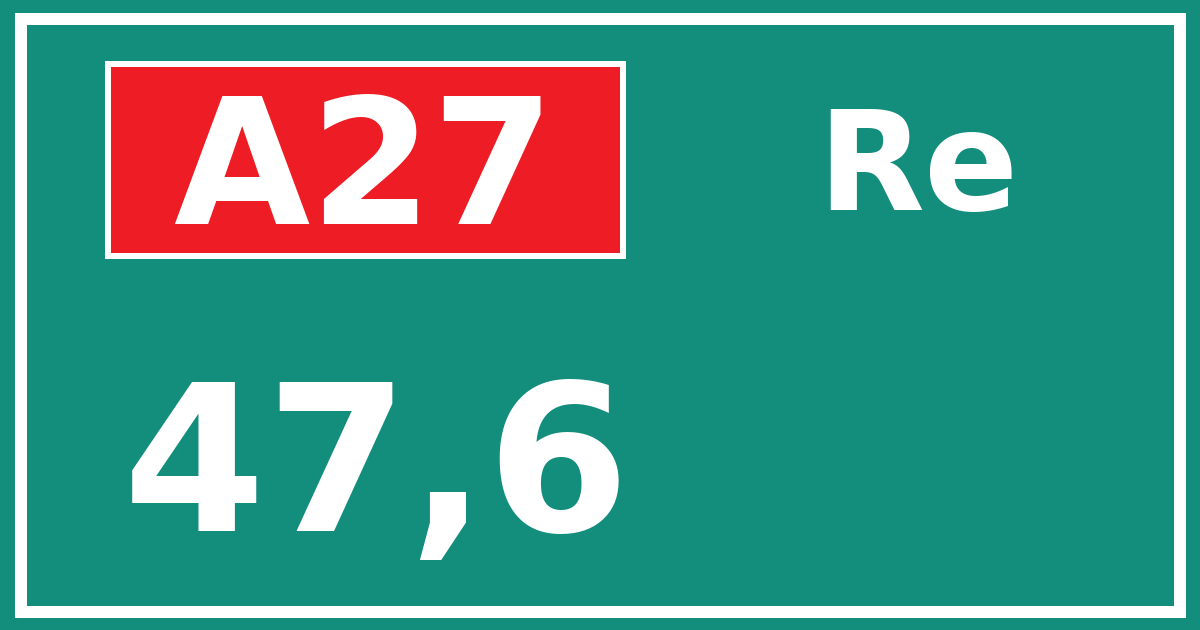 Hectometerbord A27 47,6 zijde Re