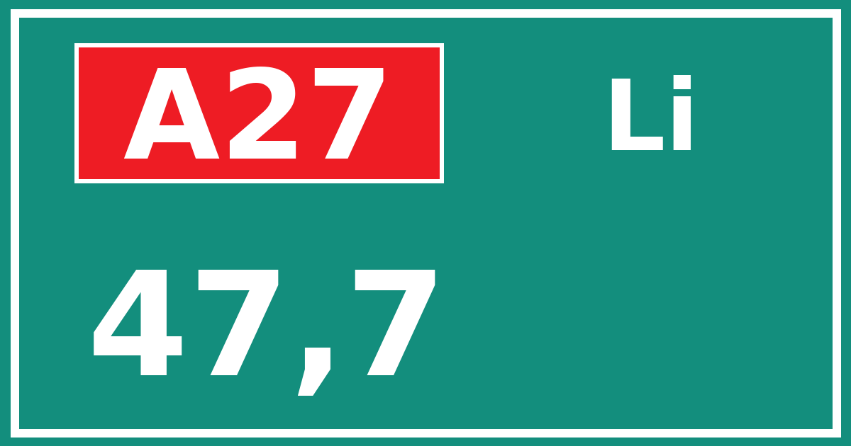 Hectometerbord A27 47,7 zijde Li