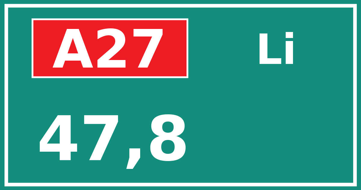 Hectometerbord A27 47,8 zijde Li
