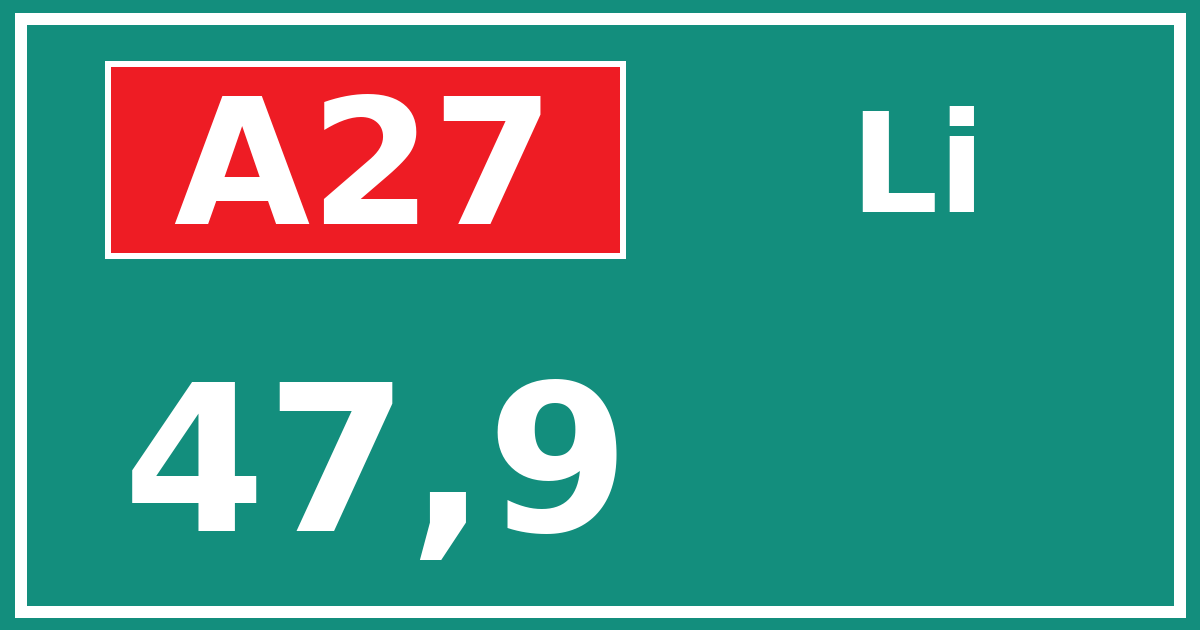 Hectometerbord A27 47,9 zijde Li