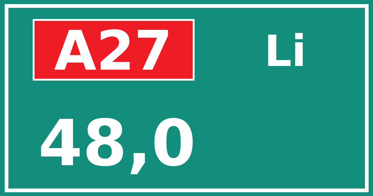 Hectometerbord A27 48,0 zijde Li