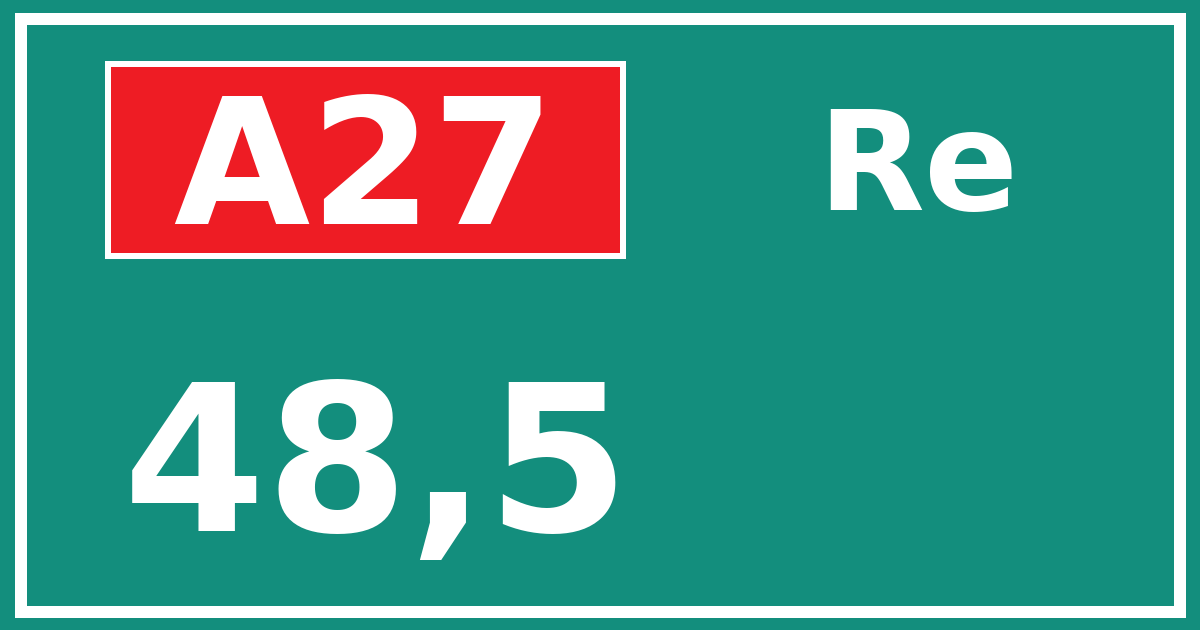 Hectometerbord A27 48,5 zijde Re