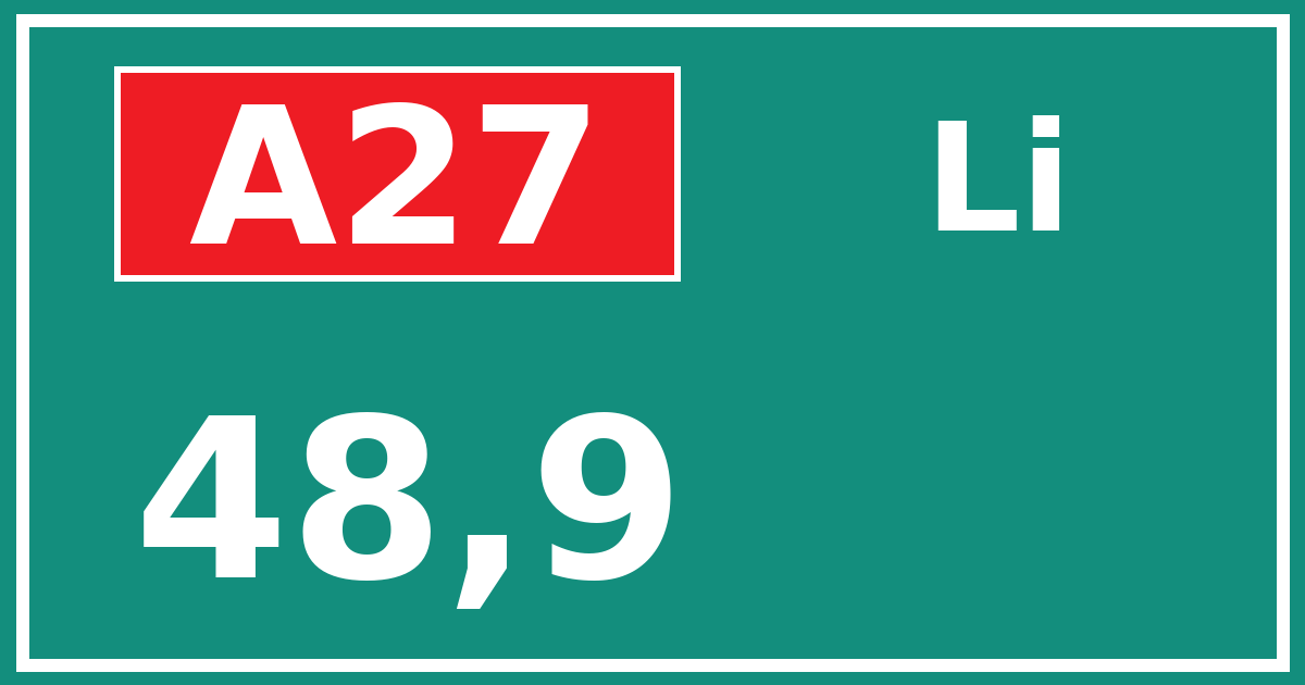 Hectometerbord A27 48,9 zijde Li