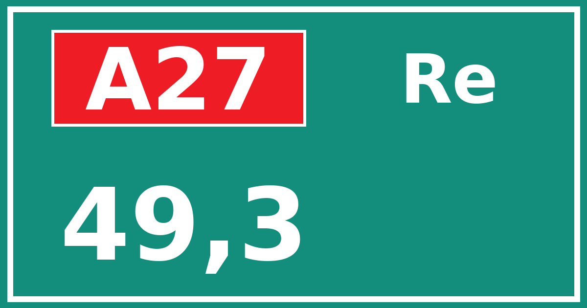 Hectometerbord A27 49,3 zijde Re