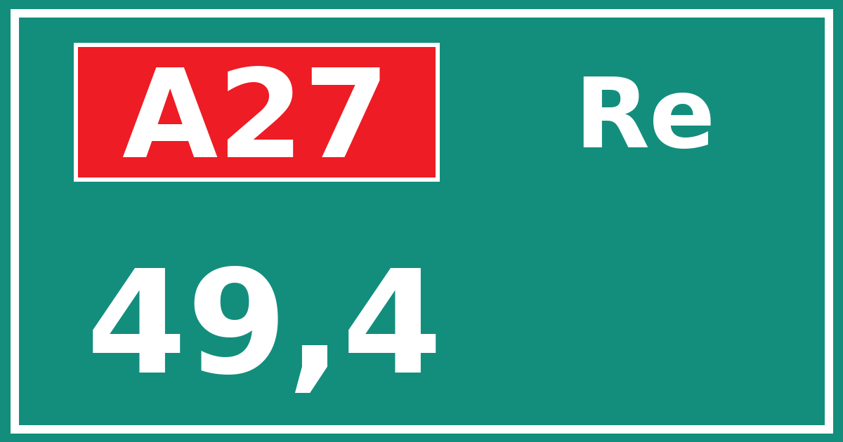 Hectometerbord A27 49,4 zijde Re
