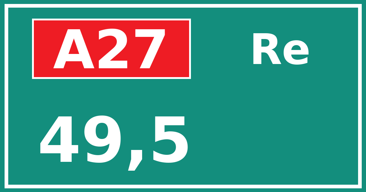 Hectometerbord A27 49,5 zijde Re