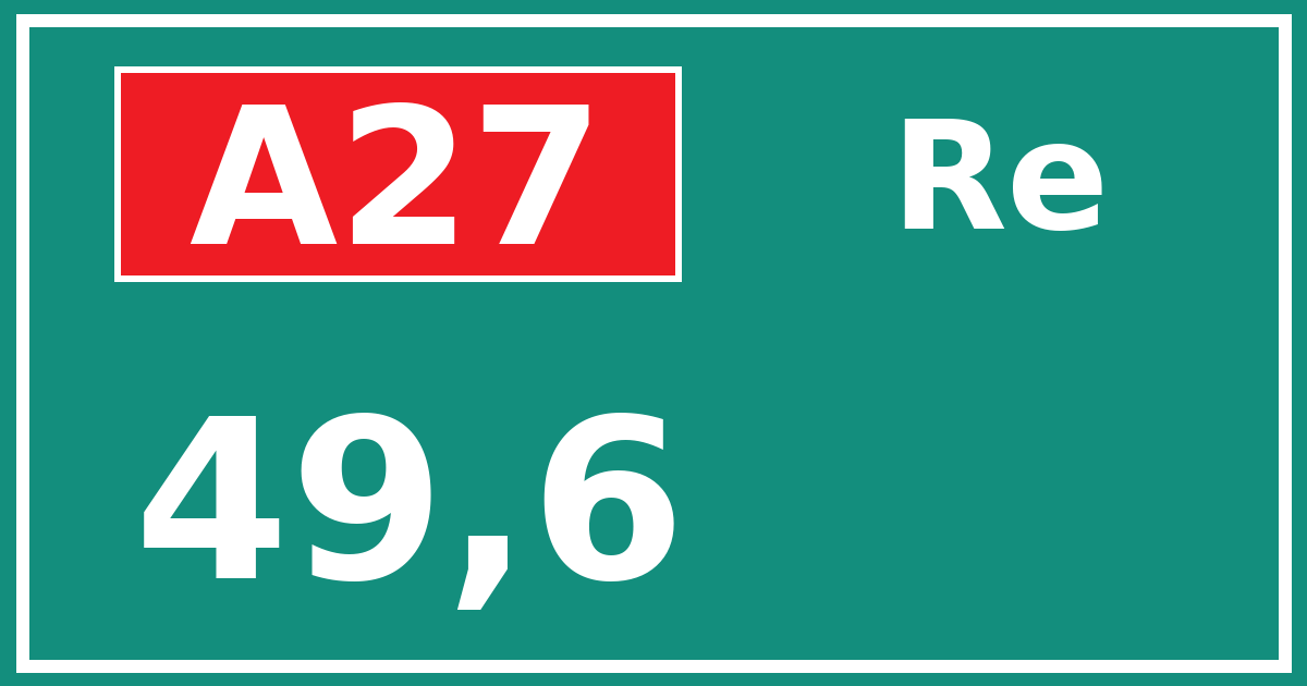 Hectometerbord A27 49,6 zijde Re