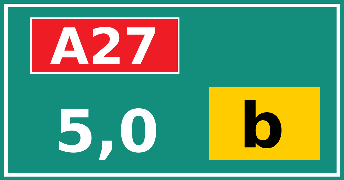 Hectometerbord A27 5,0 letter b