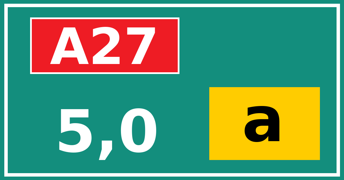 Hectometerbord A27 5,0 letter a