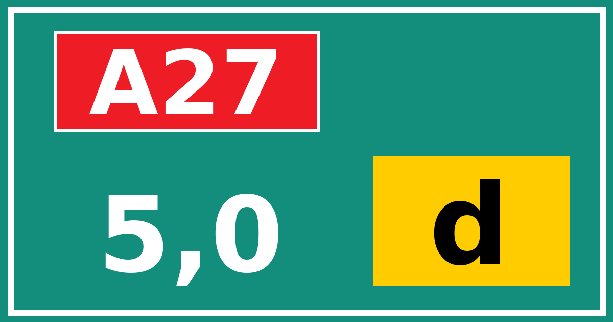 Hectometerbord A27 5,0 letter d