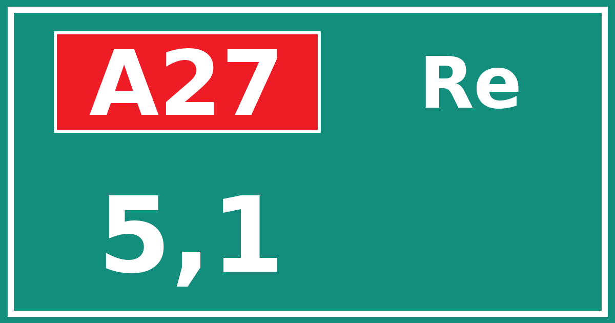 Hectometerbord A27 5,1 zijde Re