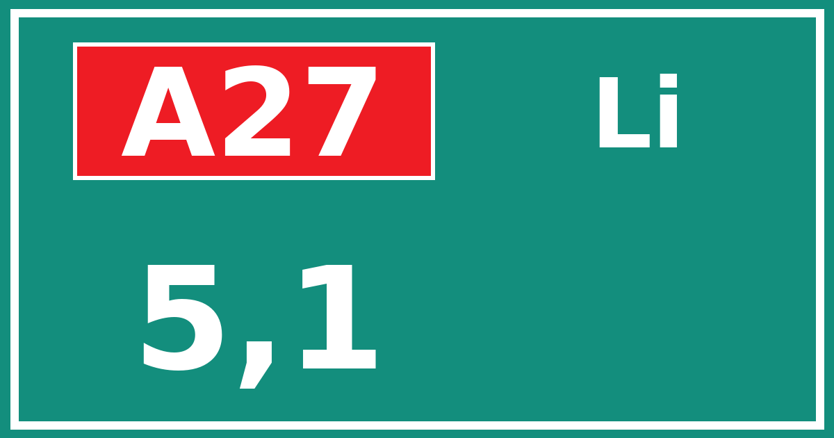 Hectometerbord A27 5,1 zijde Li