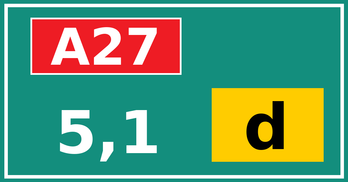Hectometerbord A27 5,1 letter d