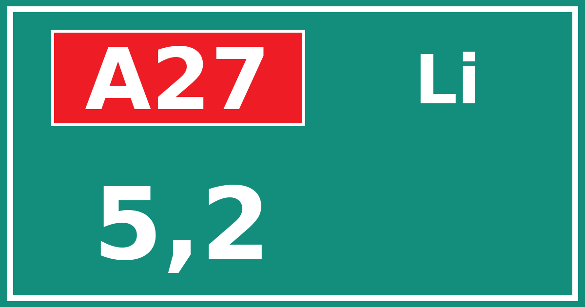 Hectometerbord A27 5,2 zijde Li