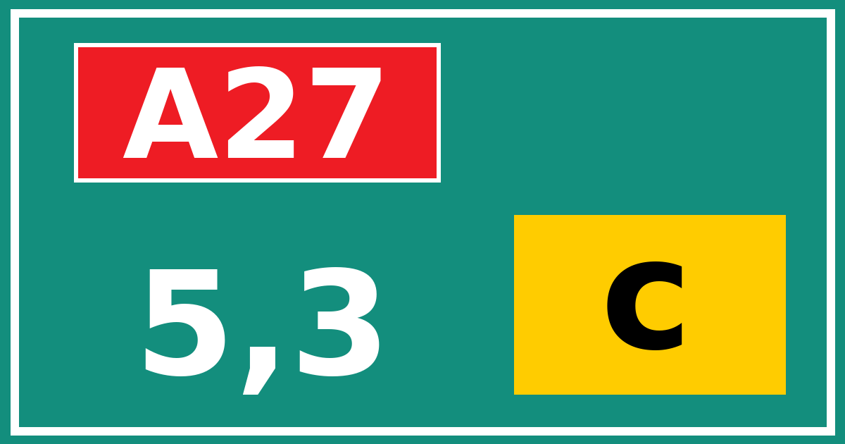 Hectometerbord A27 5,3 letter c