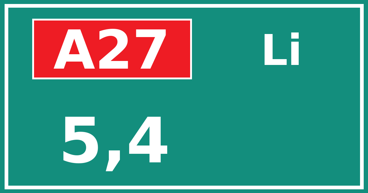 Hectometerbord A27 5,4 zijde Li