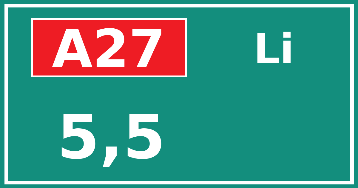 Hectometerbord A27 5,5 zijde Li