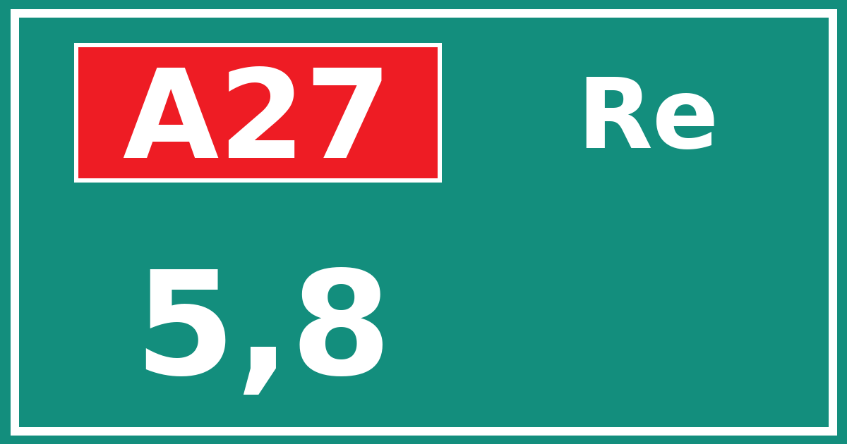 Hectometerbord A27 5,8 zijde Re