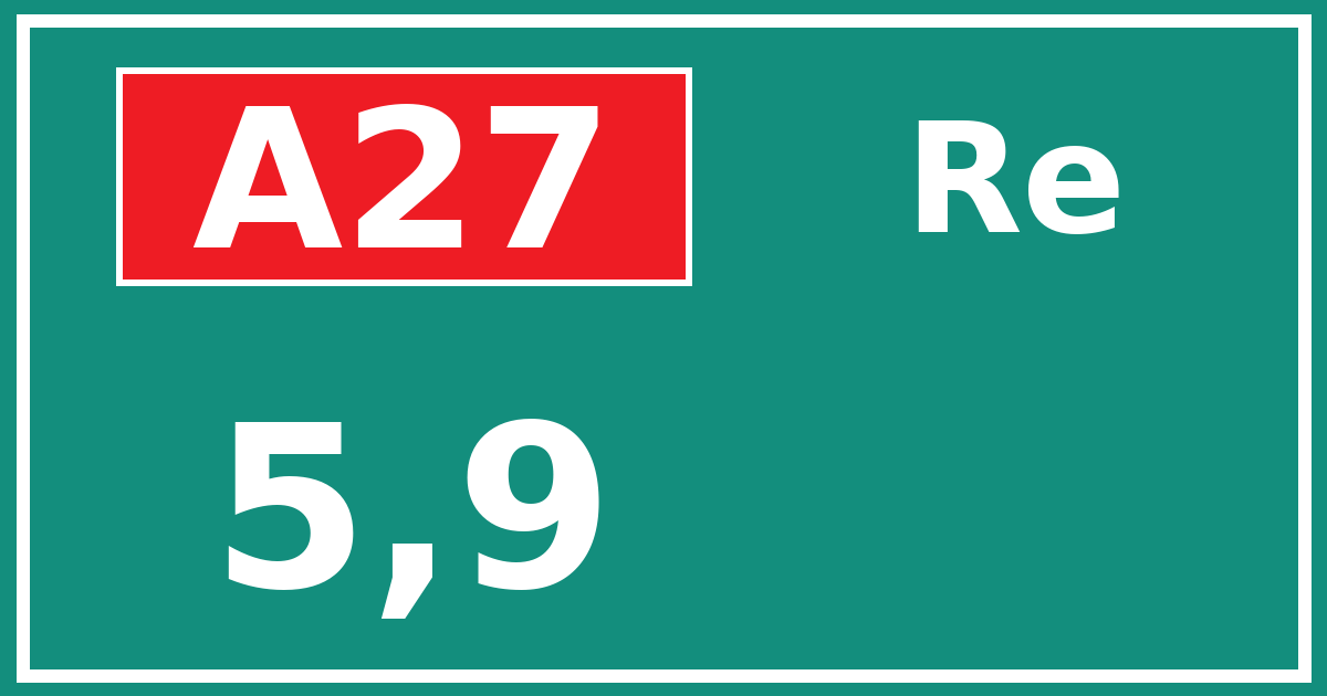 Hectometerbord A27 5,9 zijde Re