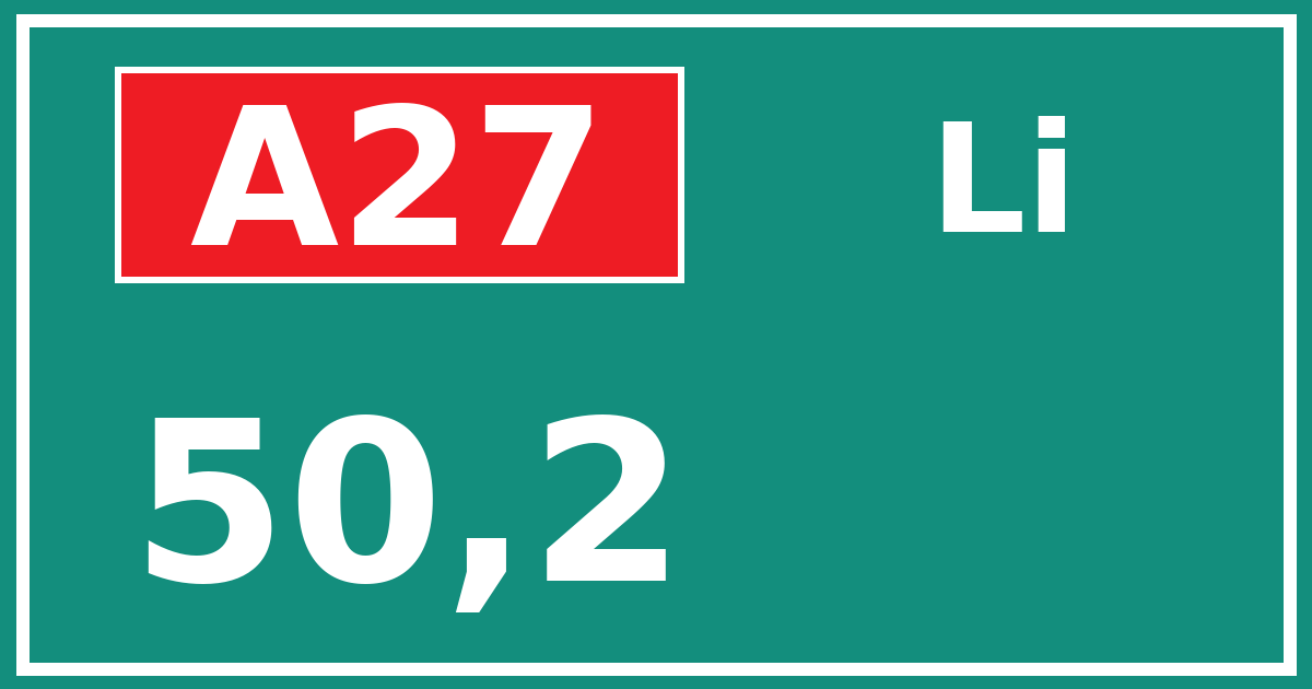 Hectometerbord A27 50,2 zijde Li
