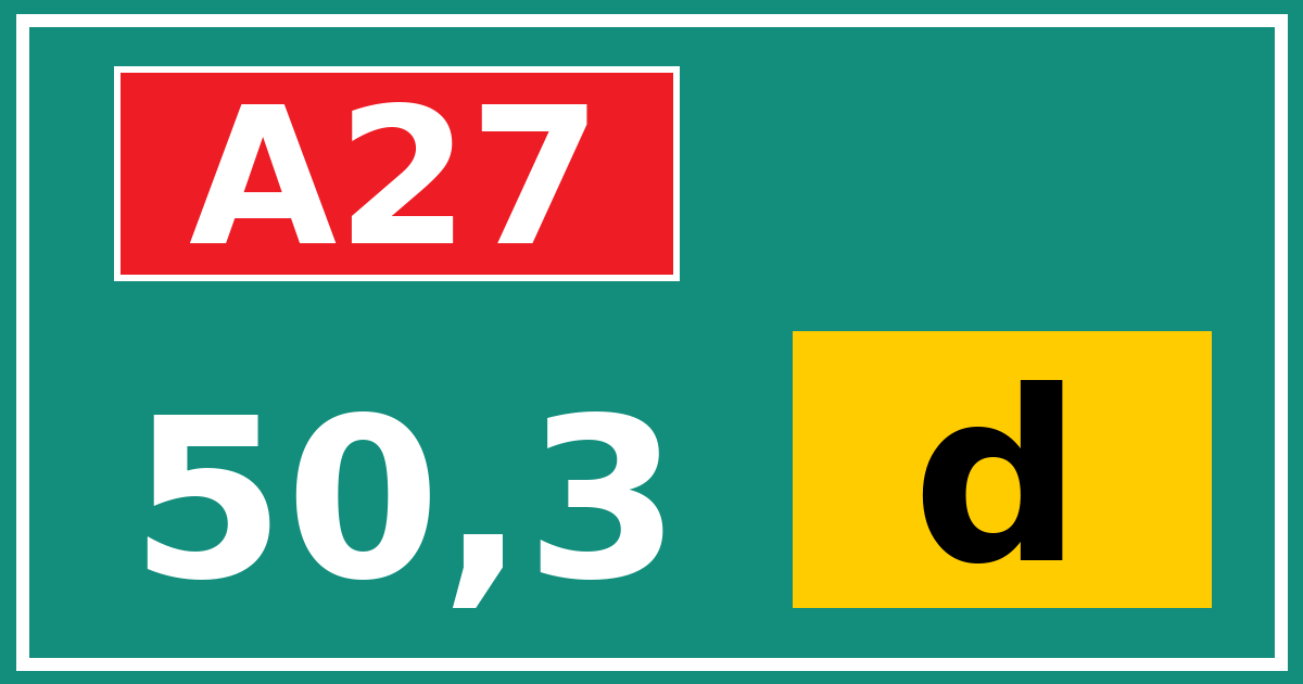 Hectometerbord A27 50,3 letter d