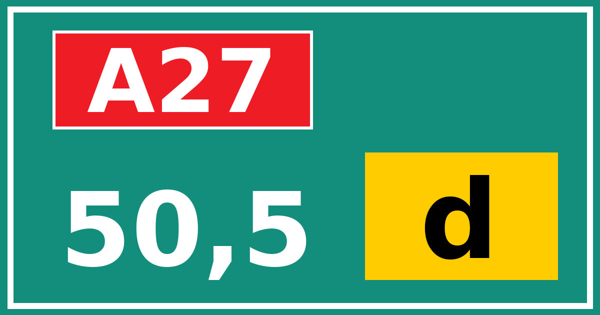 Hectometerbord A27 50,5 letter d