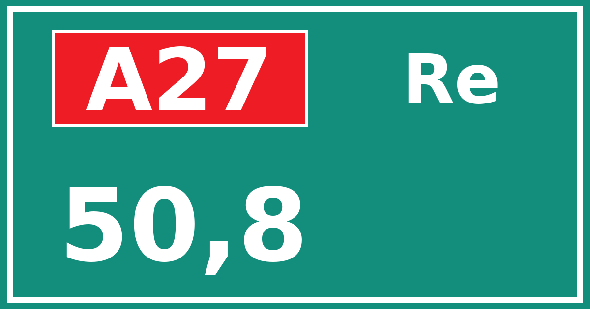 Hectometerbord A27 50,8 zijde Re