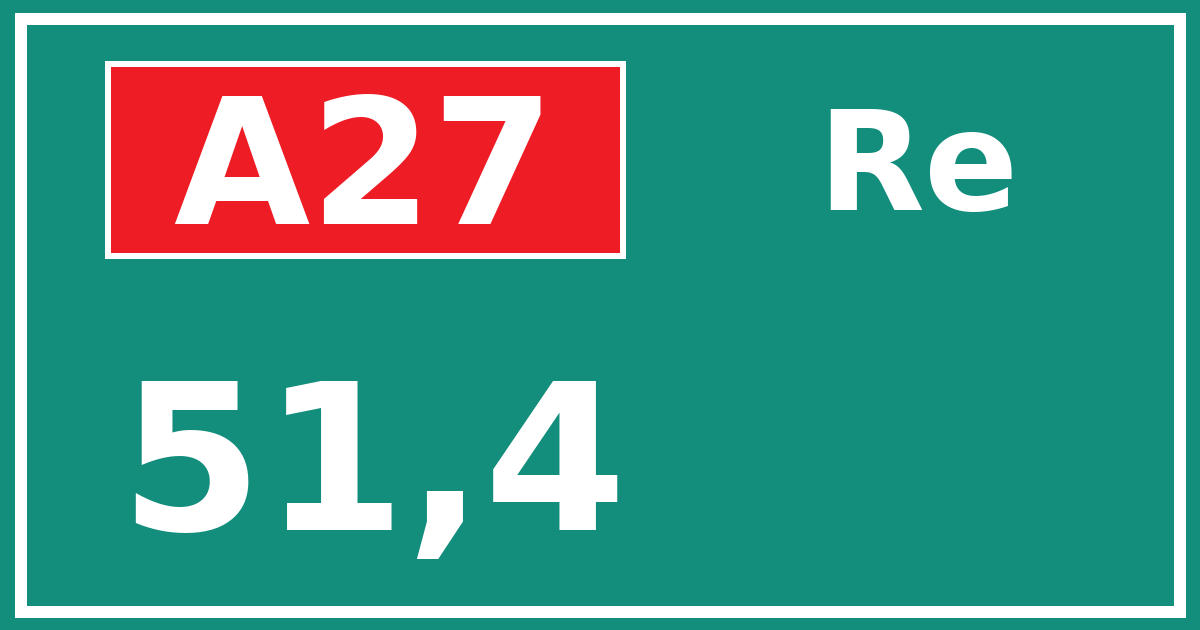 Hectometerbord A27 51,4 zijde Re
