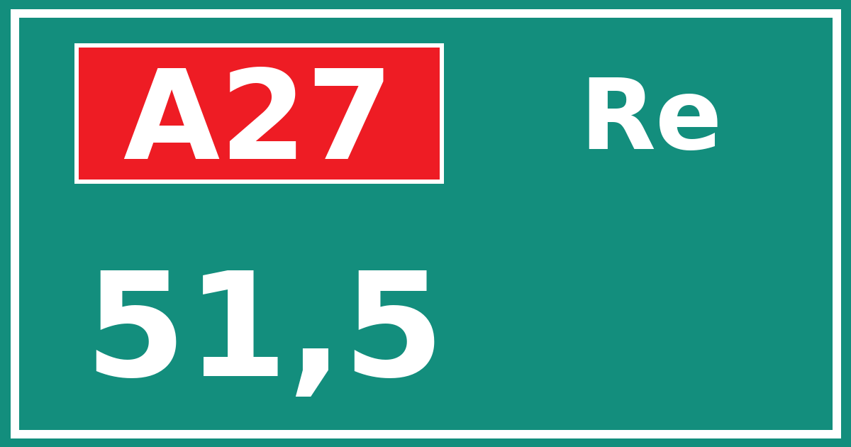 Hectometerbord A27 51,5 zijde Re