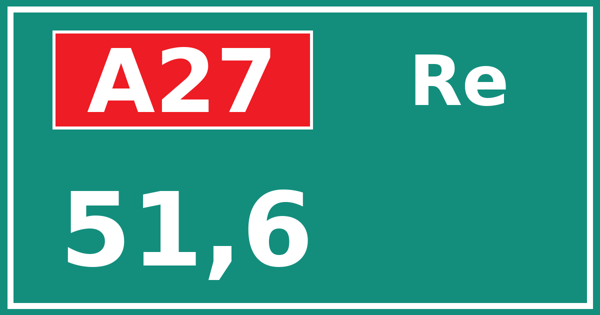 Hectometerbord A27 51,6 zijde Re