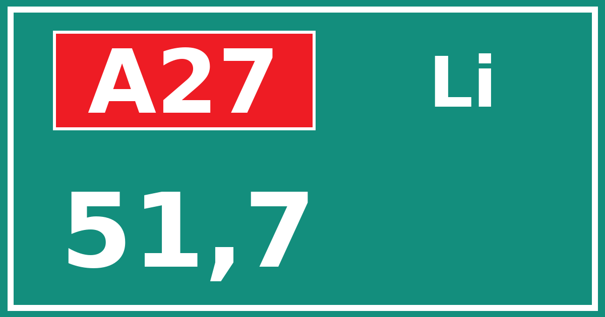Hectometerbord A27 51,7 zijde Li