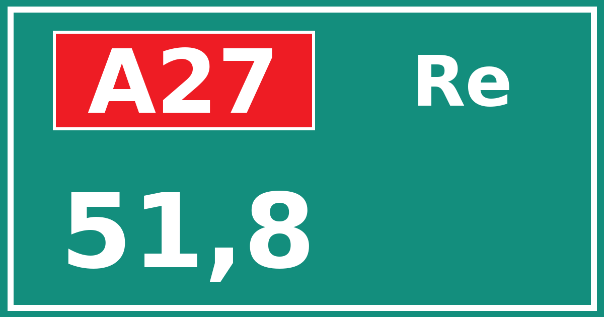 Hectometerbord A27 51,8 zijde Re
