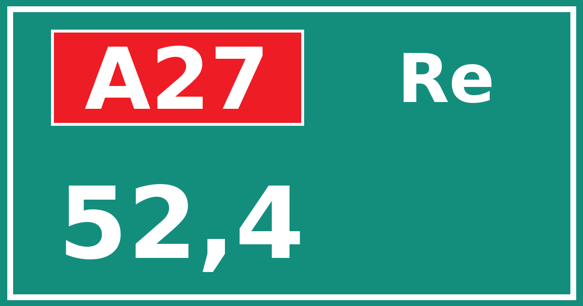 Hectometerbord A27 52,4 zijde Re