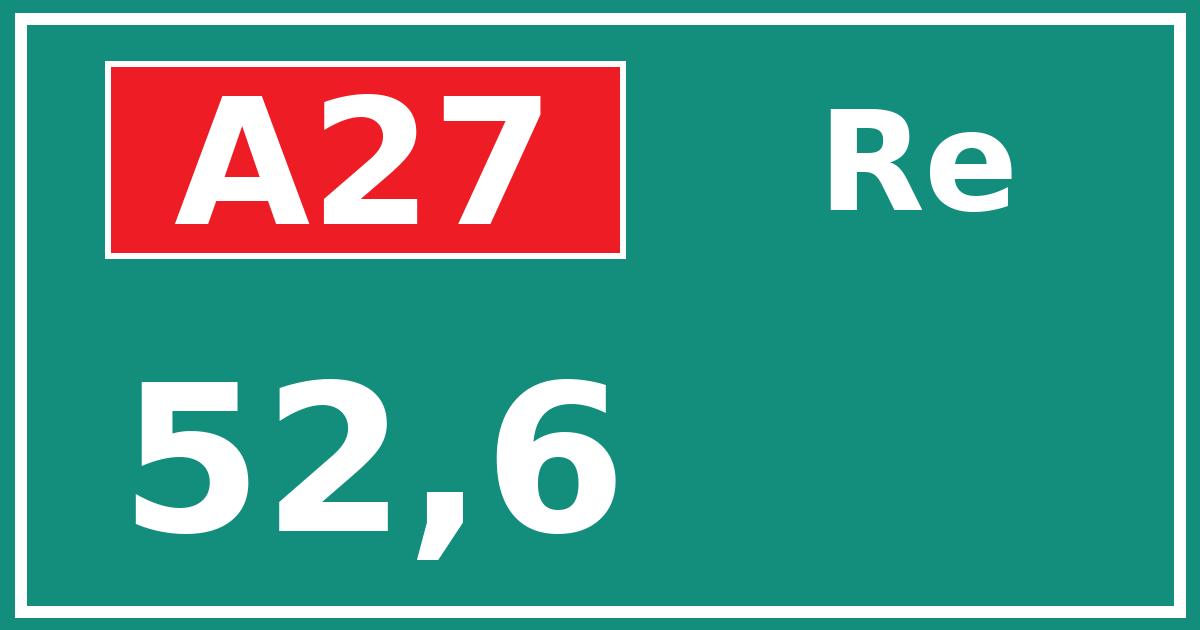 Hectometerbord A27 52,6 zijde Re