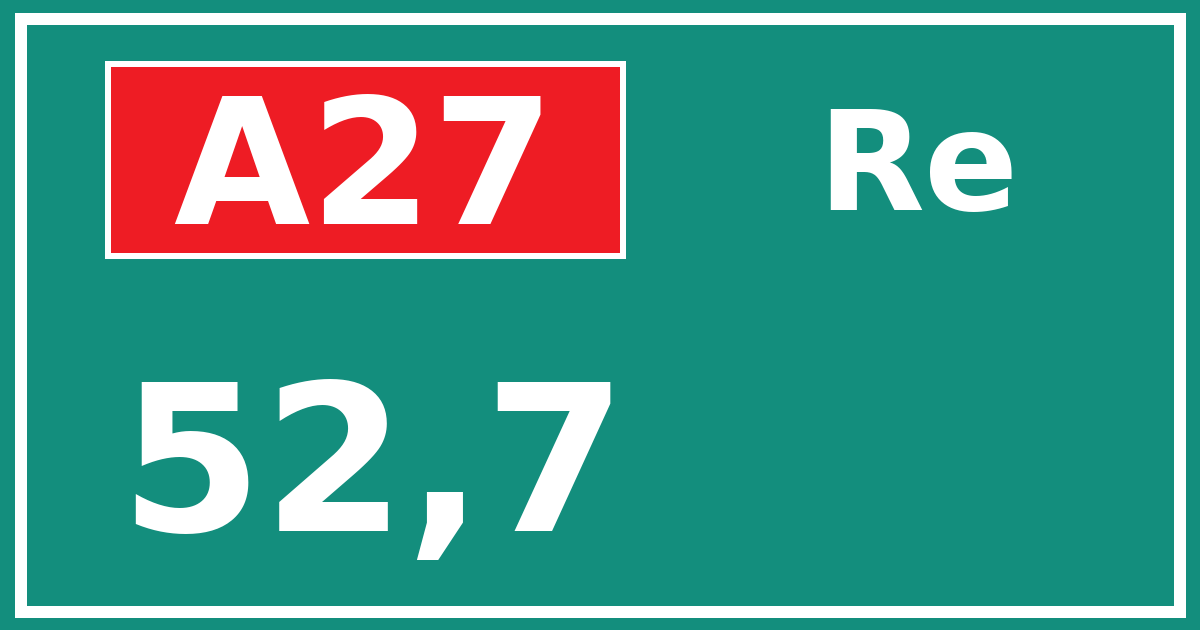 Hectometerbord A27 52,7 zijde Re