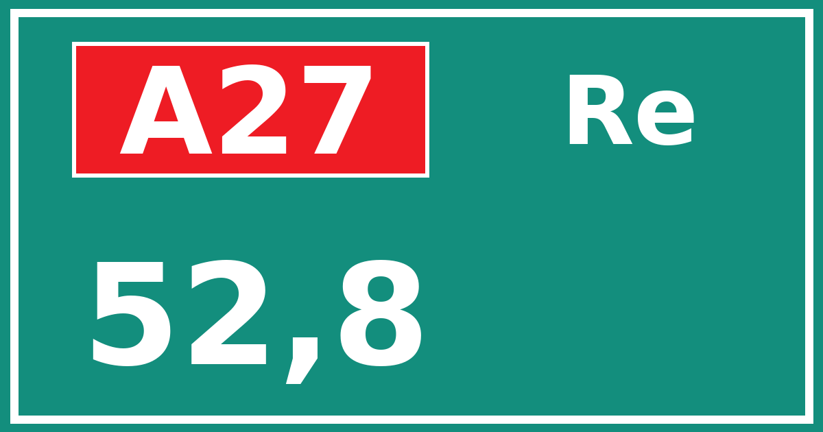 Hectometerbord A27 52,8 zijde Re