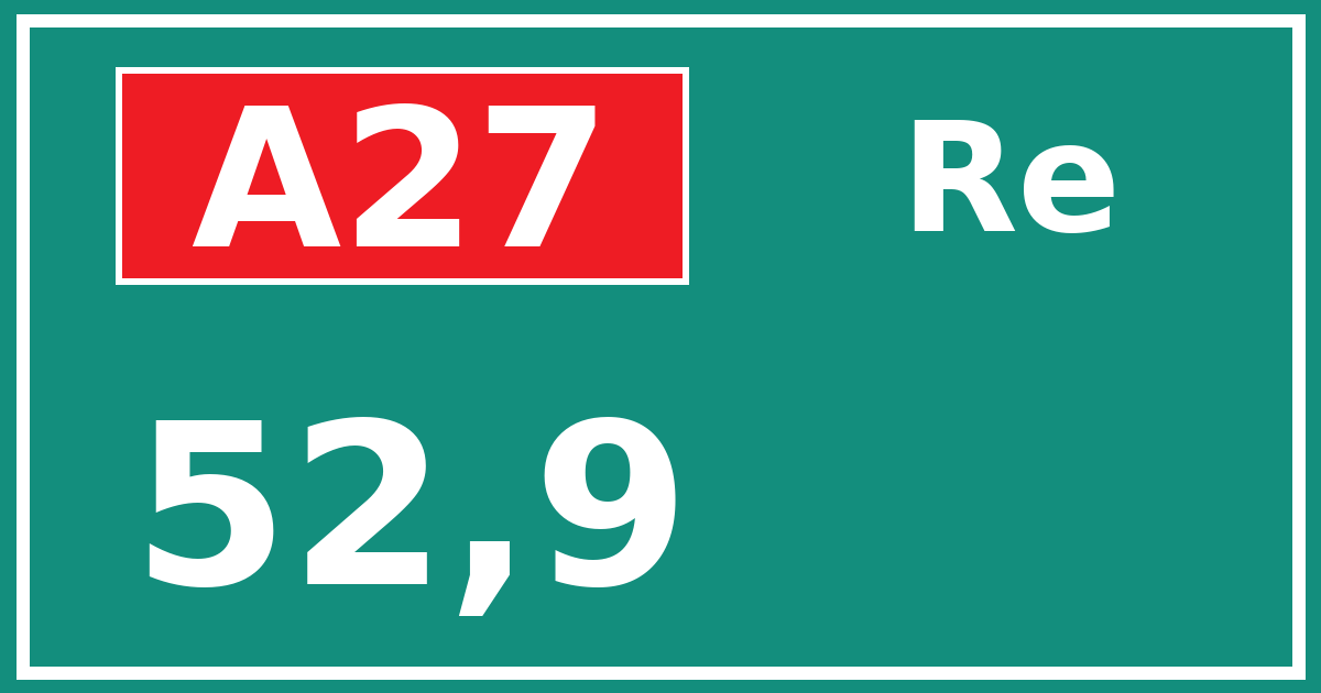 Hectometerbord A27 52,9 zijde Re