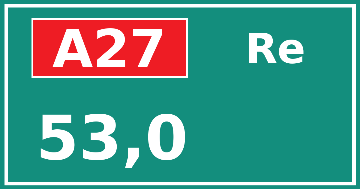 Hectometerbord A27 53,0 zijde Re